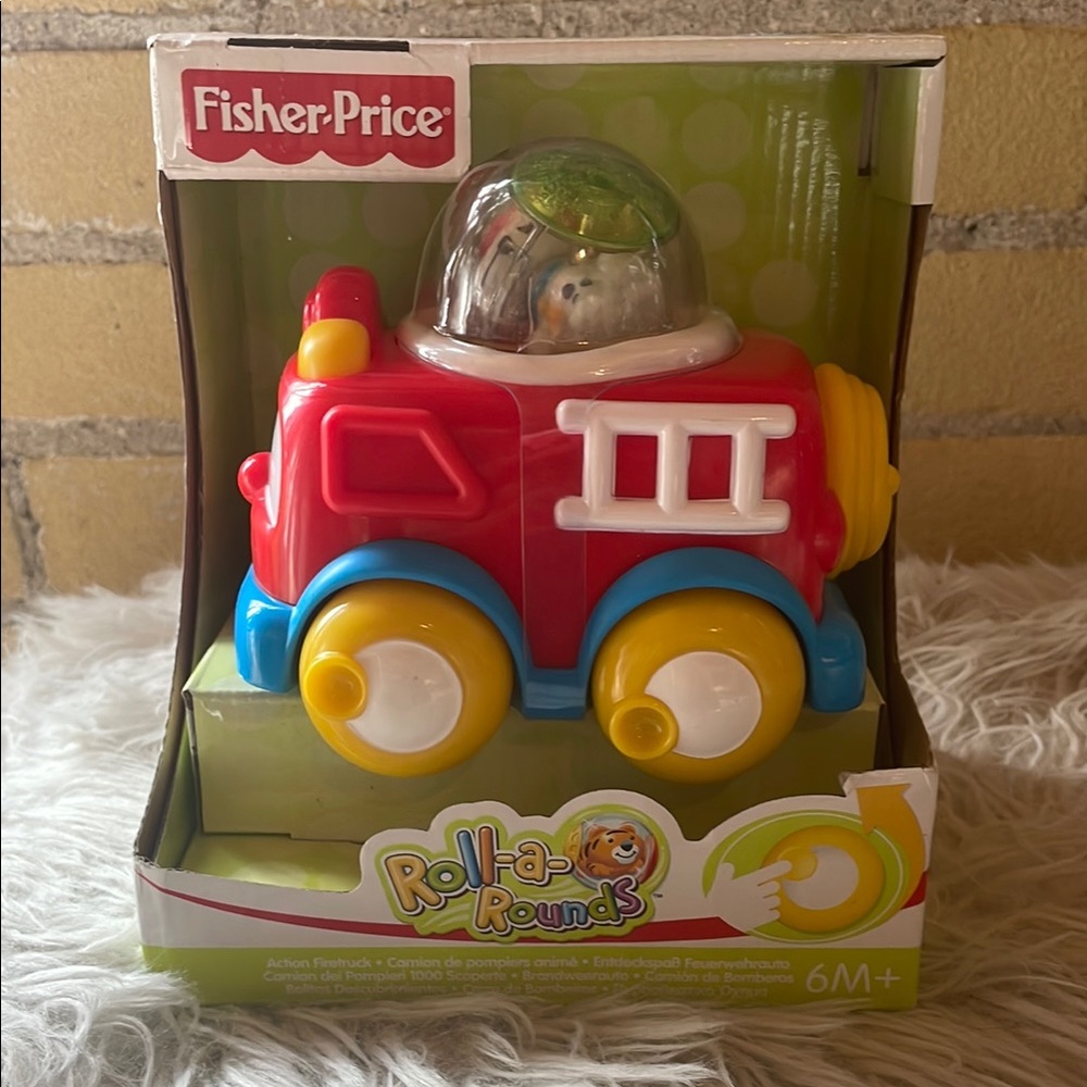 NEW! Fisher-Price Red and Yellow Roll-a-Rounds Fire Truck Toy 6 months +